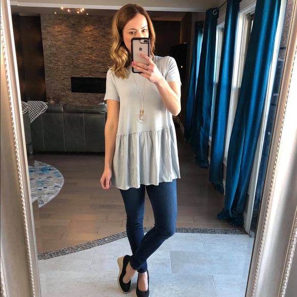 Grey Mist Peplum Top - Picture 2 of 2